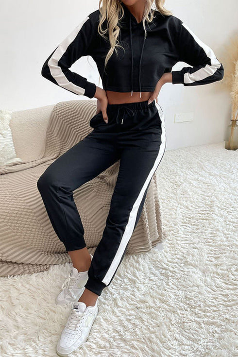 'Maria' Cropped Hoodie and Jogger Set - Celes Fashion
